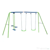 Outsunny Set Leagăn de Grădină cu Leagăn Dublu și 2 Leagăne Simple, 280x140x178 cm, Verde