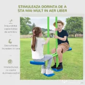 Outsunny Set Leagăn de Grădină cu Leagăn Dublu și 2 Leagăne Simple, 280x140x178 cm, Verde 