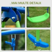 Outsunny Set Leagăn de Grădină cu Leagăn Dublu și 2 Leagăne Simple, 280x140x178 cm, Verde 
