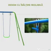 Outsunny Set Leagăn de Grădină cu Leagăn Dublu și 2 Leagăne Simple, 280x140x178 cm, Verde 
