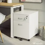 Vinsetto Dulap cu sertare, cu 2 Sertare și 5 Roti, Fiset Birou cu Încuietoare, Design Modern, Culoare Lemn | Aosom Romania 