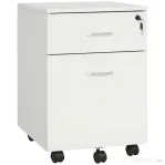 Vinsetto Fiset Birou cu 2 Sertare cu 5 Roti, Dulapior de Birou din PAL cu Incuietoare, 40x49x58 cm, culoare Lemn