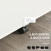 Vinsetto Fiset Birou cu 2 Sertare cu 5 Roti, Dulapior de Birou din PAL cu Incuietoare, 40x49x58 cm, culoare Lemn