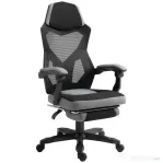 Vinsetto Scaun de Birou Ergonomic cu Spătar Reclinabil, Suport Picioare Retractabil, Înălțime Reglabilă, Gri