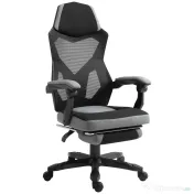 Vinsetto Scaun de Birou Ergonomic cu Spătar Reclinabil, Suport Picioare Retractabil, Înălțime Reglabilă, Gri 