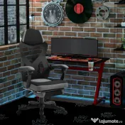 Vinsetto Scaun de Birou Ergonomic cu Spătar Reclinabil, Suport Picioare Retractabil, Înălțime Reglabilă, Gri 