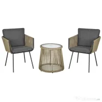 Outsunny Set Mobilier de Grădină cu 2 Șezlonguri Recliner pentru Exterior, cu Pernă Căptușită din PE, 196x65x22 cm, Gri | Aosom Romania