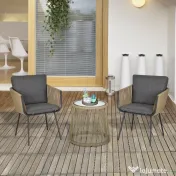 Outsunny Set Mobilier de Grădină cu 2 Șezlonguri Recliner pentru Exterior, cu Pernă Căptușită din PE, 196x65x22 cm, Gri | Aosom Romania