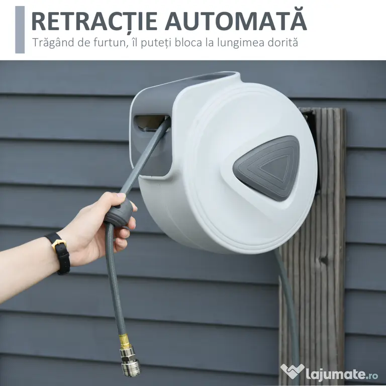 Durhand Furtun Automat 10.2 m – Montaj Pe Perete, Conexiune F3/8”