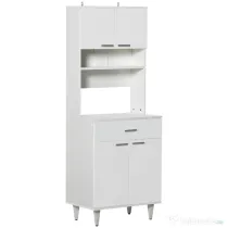 HOMCOM Dulap Bucatarie Mare din Lemn – Clasic Alb Elegant