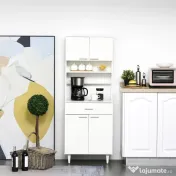 HOMCOM Dulap Mare de Bucătărie Clasic, Design Elegant din Lemn, Finisaj Alb, Spațios și Versatil, Ideal pentru Orice Bucătărie | Aosom Romania 