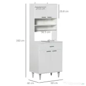 HOMCOM Dulap Mare de Bucătărie Clasic, Design Elegant din Lemn, Finisaj Alb, Spațios și Versatil, Ideal pentru Orice Bucătărie | Aosom Romania 