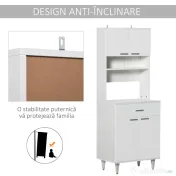 HOMCOM Dulap Mare de Bucătărie Clasic, Design Elegant din Lemn, Finisaj Alb, Spațios și Versatil, Ideal pentru Orice Bucătărie | Aosom Romania 