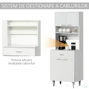 HOMCOM Dulap Mare de Bucătărie Clasic, Design Elegant din Lemn, Finisaj Alb, Spațios și Versatil, Ideal pentru Orice Bucătărie | Aosom Romania 