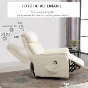 Fotoliu de Relaxare HOMCOM cu Ridicare Electrică, Reclinabil, cu Suport pentru Picioare, Telecomandă | Aosom Romania