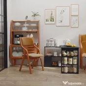 HOMCOM Birou Colțar cu Blat Rotativ la 360° și 5 Rafturi, 120x110x74,5 cm, Negru