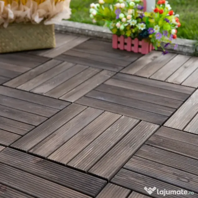 Outsunny dale exterior din lemn, 27 bucati, 30x30x2.5 cm maro | Aosom Romania