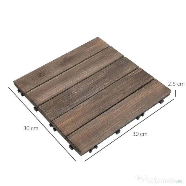 Outsunny dale exterior din lemn, 27 bucati, 30x30x2.5 cm maro | Aosom Romania