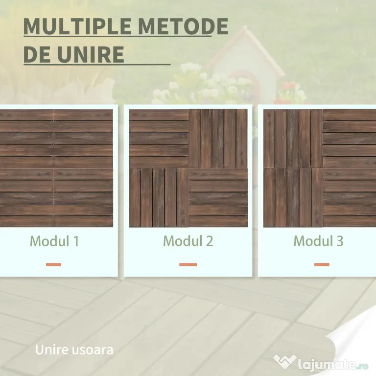 Outsunny dale exterior din lemn, 27 bucati, 30x30x2.5 cm maro | Aosom Romania
