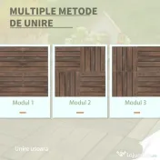 Outsunny dale exterior din lemn, 27 bucati, 30x30x2.5 cm maro 