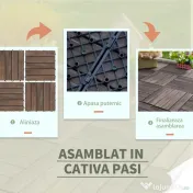 Outsunny dale exterior din lemn, 27 bucati, 30x30x2.5 cm maro 