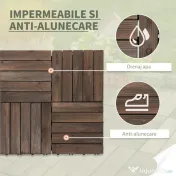 Outsunny dale exterior din lemn, 27 bucati, 30x30x2.5 cm maro 