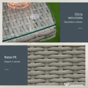 Outsunny Set Masuta si Scaune de Gradina, Set 3 Piese Sufragerie de Exterior cu Fotolii din Ratan Gri | Aosom Romania