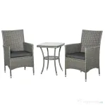 Outsunny Set Masuta si Scaune de Gradina, Sufragerie de Exterior din Ratan, Gri
