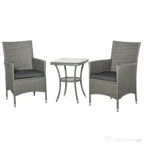 Outsunny Set Masuta si Scaune de Gradina, Sufragerie de Exterior din Ratan, Gri