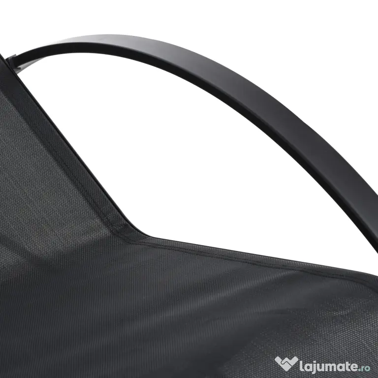 Outsunny Set 2 sezlonguri si masuta cu blat din sticla, sezlong pentru gradina din material respirabil si metal, 59x169x66 cm, negru