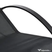 Outsunny Set 2 sezlonguri si masuta cu blat din sticla, sezlong pentru gradina din material respirabil si metal, 59x169x66 cm, negru 