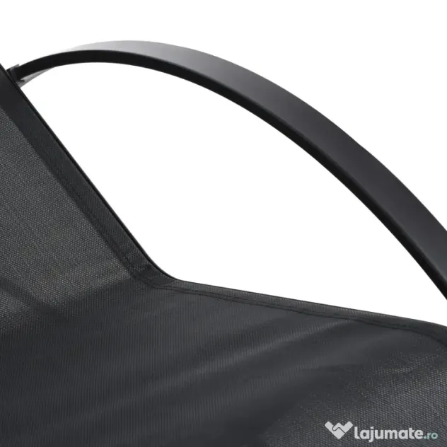 Outsunny Set 2 sezlonguri si masuta cu blat din sticla, sezlong pentru gradina din material respirabil si metal, 59x169x66 cm, negru