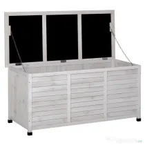 Outsunny Banca Gradina 127×56×60 cm – Lemn Alb cu Spatiu Depozitare