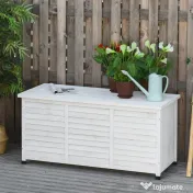 Outsunny Banca Gradina 127×56×60 cm – Lemn Alb cu Spatiu Depozitare 
