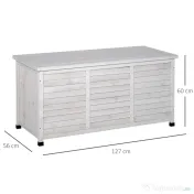 Outsunny Banca Gradina 127×56×60 cm – Lemn Alb cu Spatiu Depozitare 