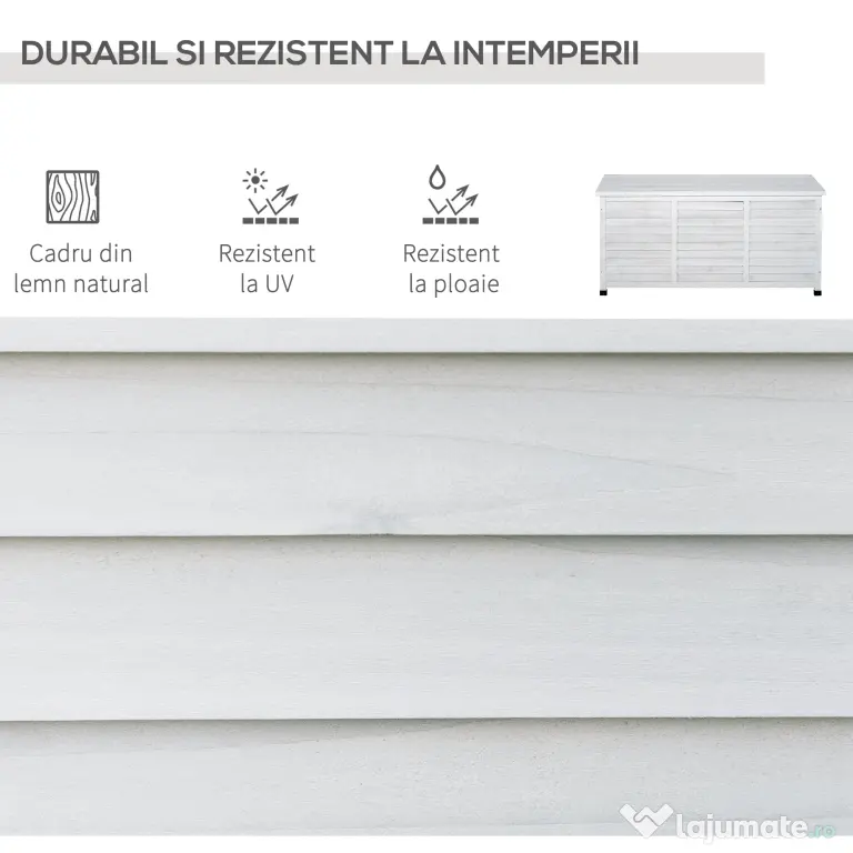 Outsunny Banca Gradina 127×56×60 cm – Lemn Alb cu Spatiu Depozitare