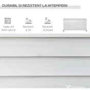 Outsunny Banca Gradina 127×56×60 cm – Lemn Alb cu Spatiu Depozitare 