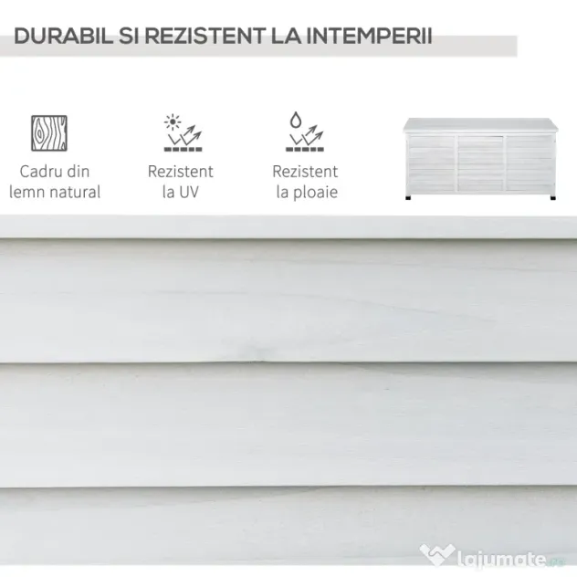 Outsunny Banca Gradina 127×56×60 cm – Lemn Alb cu Spatiu Depozitare