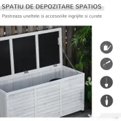 Outsunny Banca Gradina 127×56×60 cm – Lemn Alb cu Spatiu Depozitare 
