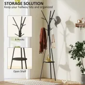 Homcom Cuier Pom metal/lemn 45×45×180 cm
