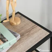 HOMCOM Raft Biblioteca din Lemn Culoare Stejar cu 5 Rafturi, Sistem Controlul Stabilitatii, Cadru din Metal Negru 120x32x95cm | Aosom Romania 