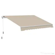Outsunny Copertină Retractabilă pentru Terasă cu Manivelă Manuală, Rezistentă la Apă, Structură Metalică și Aluminiu, 4x2.5m, Bej | Aosom Romania