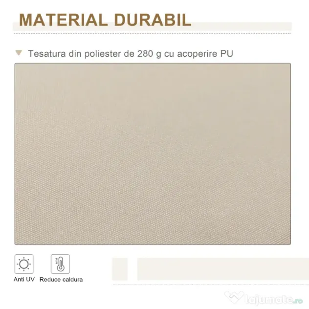 Outsunny Copertină Retractabilă pentru Terasă cu Manivelă Manuală, Rezistentă la Apă, Structură Metalică și Aluminiu, 4x2.5m, Bej | Aosom Romania