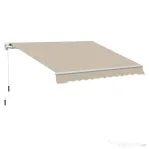 Outsunny Perdea de Soare Copertina retractabila Manuala de Perete in Poliester Impermeabila, Bej, 4x2.5m