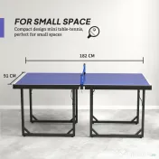 Masa de Ping Pong Pliabila, Multifuncitonala, cu Plasa din Otel si MDF, 182x91x76cm - Albastru HOMCOM | Aosom Romania 