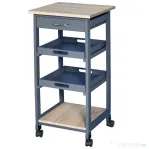 HOMCOM Carucior de Bucătărie cu Sertar, 2 Tăvi Detașabile și Raft Fix, din MDF, 37x37x76 cm