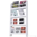 HOMCOM Etajeră de Perete cu 4 Rafturi, Librărie Suspendată din Lemn pentru Cărți, Raft Organizator Subțire, Alb, 59x12x113cm