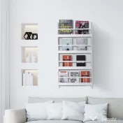 HOMCOM Etajeră de Perete Modernă cu 4 Rafturi din Lemn, Design Elegant pentru Living sau Birou, Alb, 59x12x113cm | Aosom Romania 