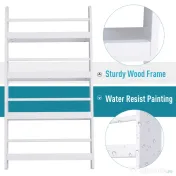 HOMCOM Etajeră de Perete Modernă cu 4 Rafturi din Lemn, Design Elegant pentru Living sau Birou, Alb, 59x12x113cm | Aosom Romania 