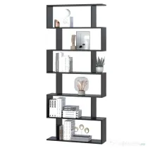 HOMCOM Bibliotecă din Lemn, Design Modern cu 6 Rafturi, 80x23x192 cm, Negru | Aosom Romania
